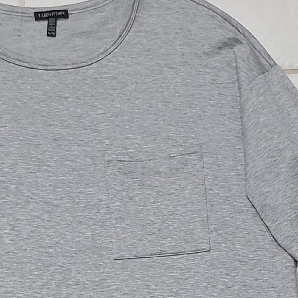 Eileen Fisher Boxy Crewneck Jersey knit Tunic Top Heathered Gray Sz XL - Picture 4 of 10